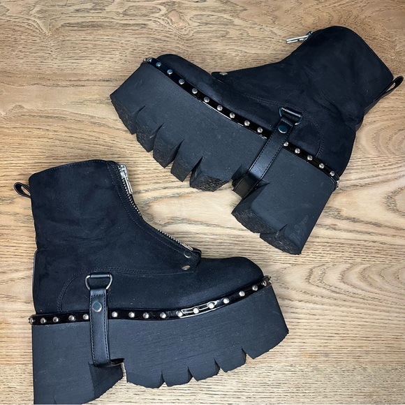Demonia Cult Ashes 100 Vegan Suede Gothic Platform Ankle Boot Women’s 9 Black - Picture 6 of 10